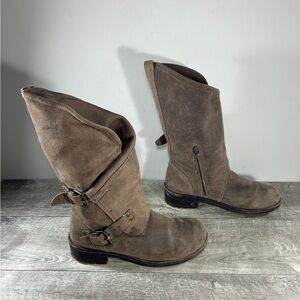 Colorway Moto Buckle Brown Leather Women’s Riding Motorcycle Boots Size 11 US